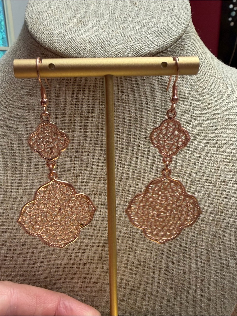 Park Lane Rose Gold Filigree Double Drop Earrings - Moana Collection